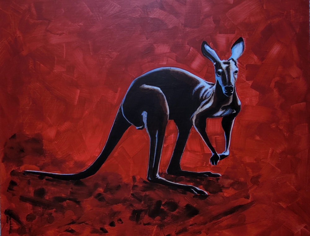Kangaroo on a red background