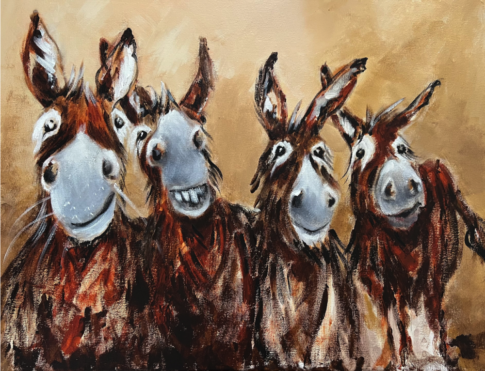 \"The Quartet of Quirky Donkeys\"