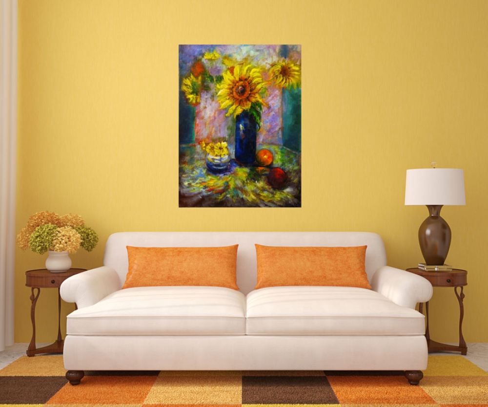 Sunflowers and fruit