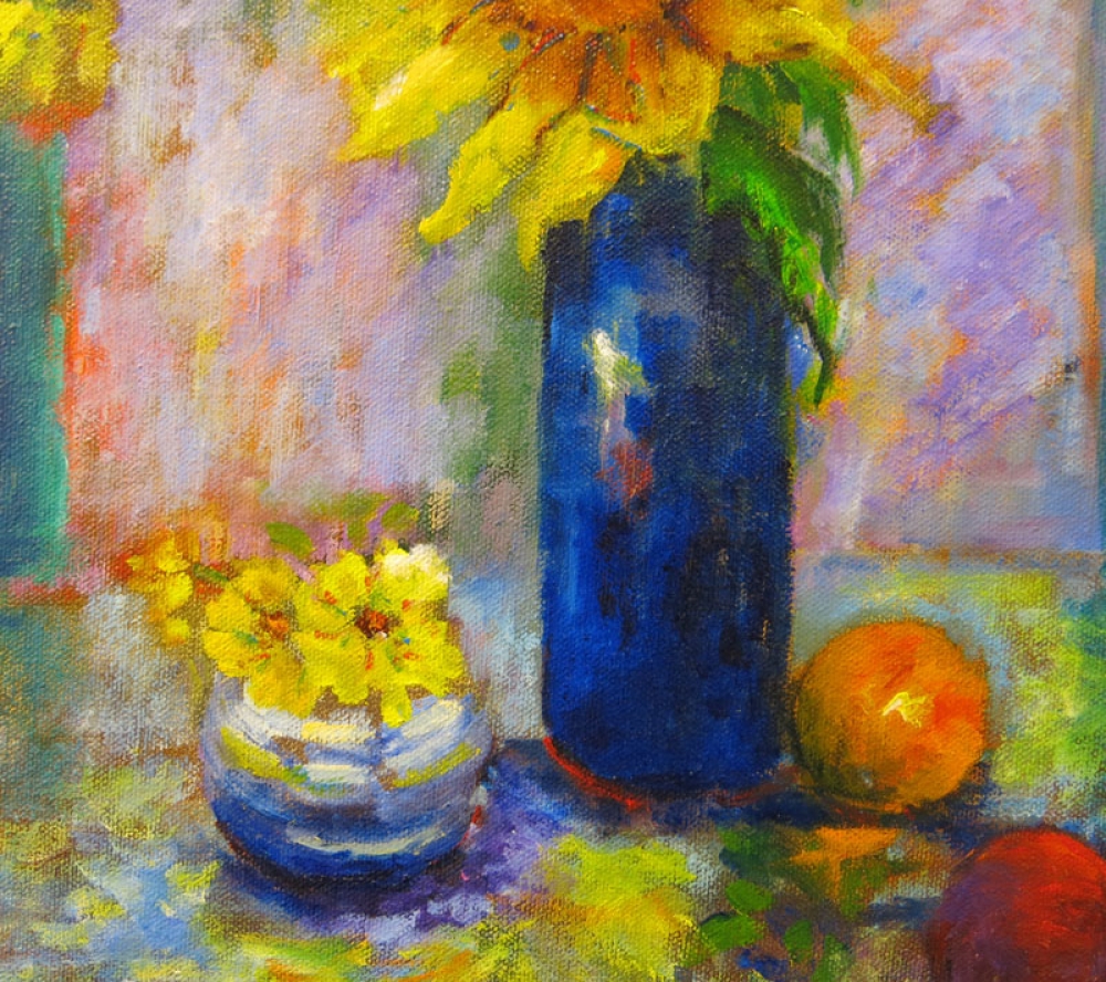 Sunflowers and fruit