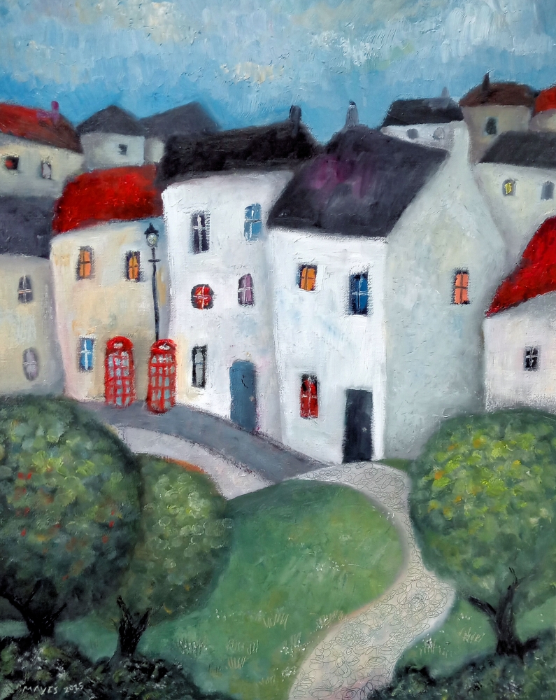 town beyond the trees
