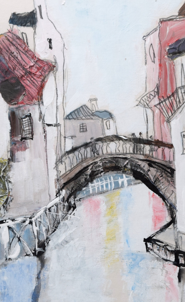 Pink house by the canal
