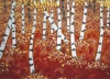 Artist made Fused Glass Autumn Silver birch Trees Picture