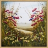 Glorious Cornflowers and Bee Landscape framed 