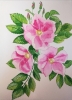 Pink wild roses watercolour 