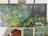 Pond of Serenity Original Monet-Inspired Lilies Pond Impasto Painting, 40x80 cm, Stretched Canvas