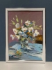 White flowers in a glass vase.