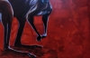 Kangaroo on a red background