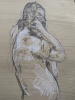 Standing man with beard and ponytail, March 2022, A3, Charcoal on paper