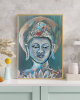 Hand-Painted Buddha Wall Art | Meditative Zen Home Decor | Spiritual Blue Buddha Painting | 16×12 Inch Canvas Wall Hanging