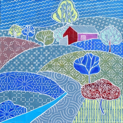 Landscape in Sashiko style
