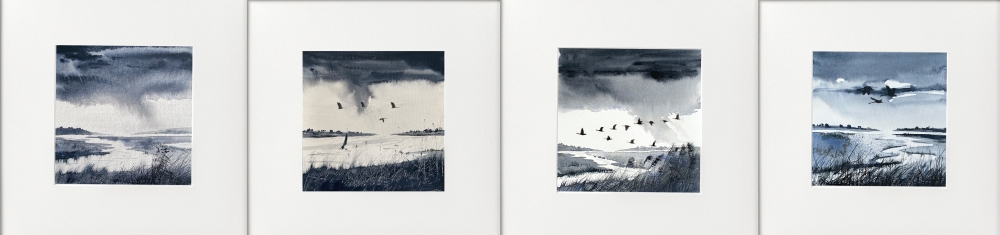 4 monochrome marshes scenes
