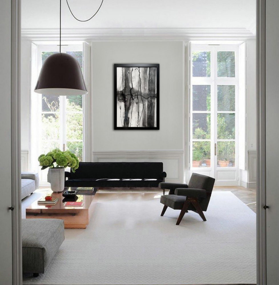 Black and White Industrial Abstract I Framed