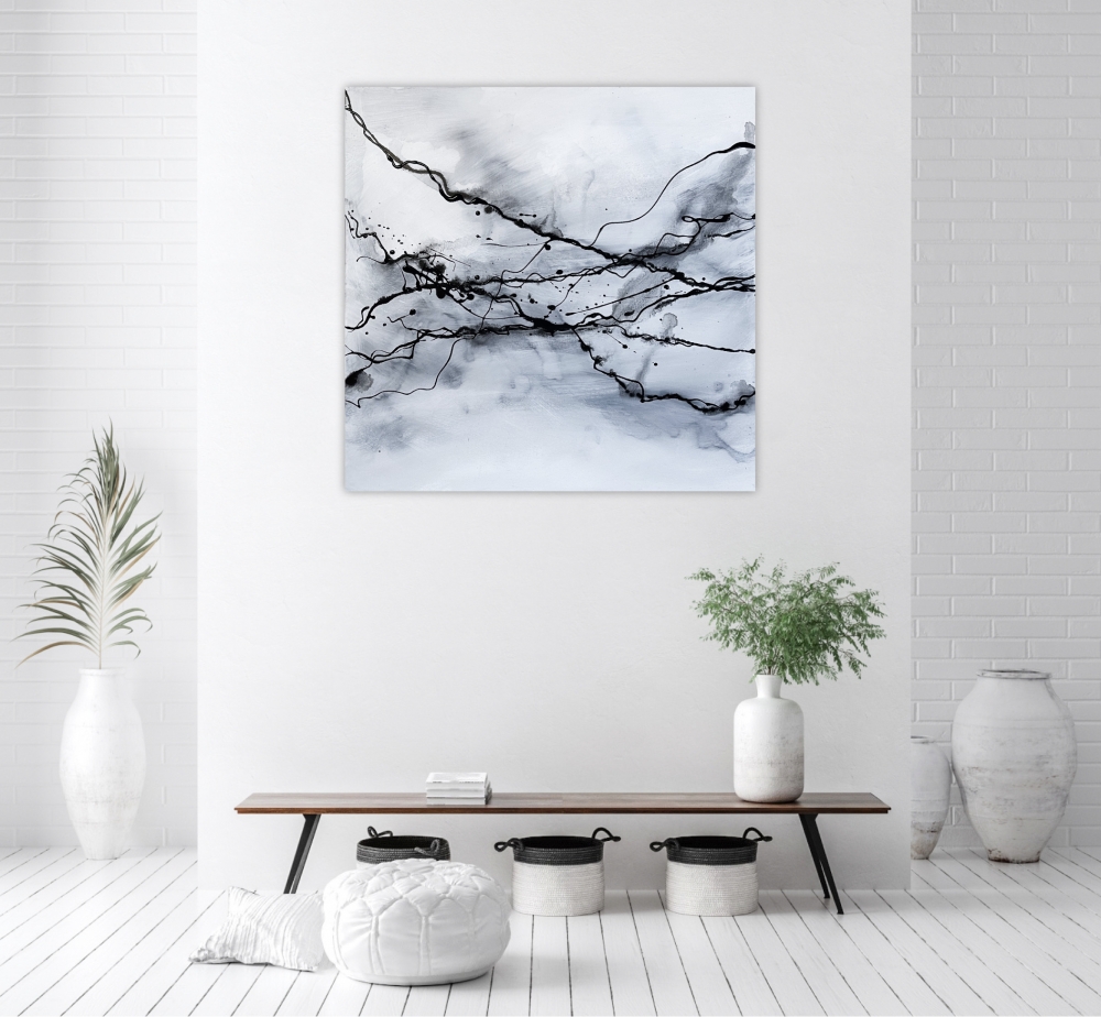 Grey Monochrome Large Abstract 2