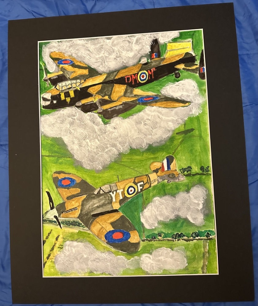 Lancaster bomber and spitfire 
