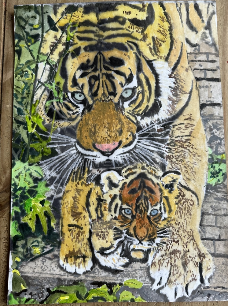 Tigeress with cub