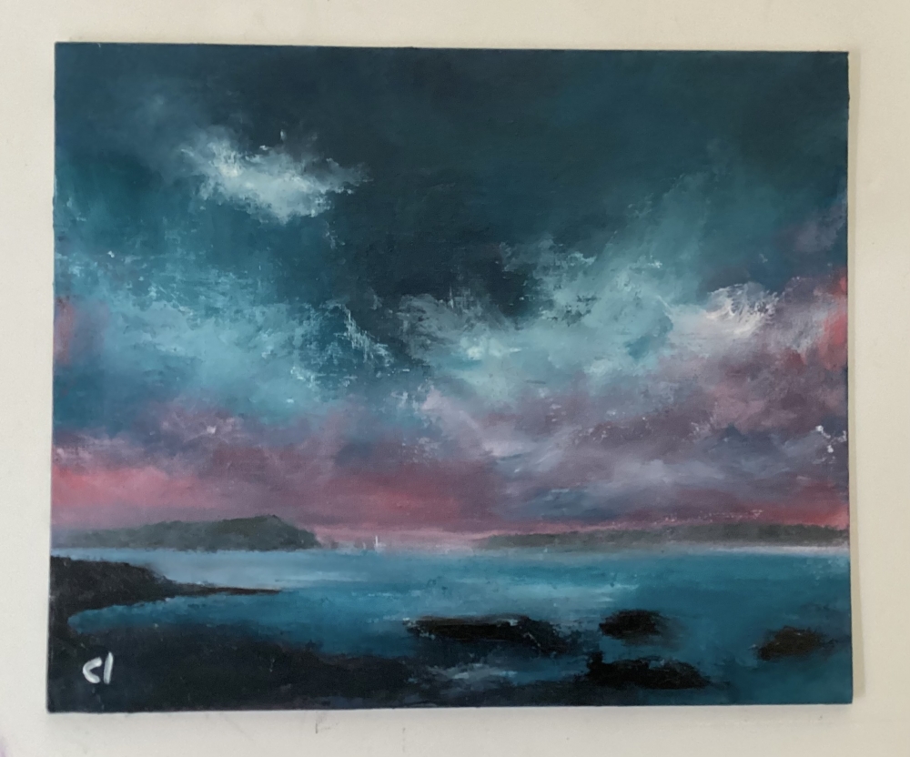 Dusk over the Dorset coast