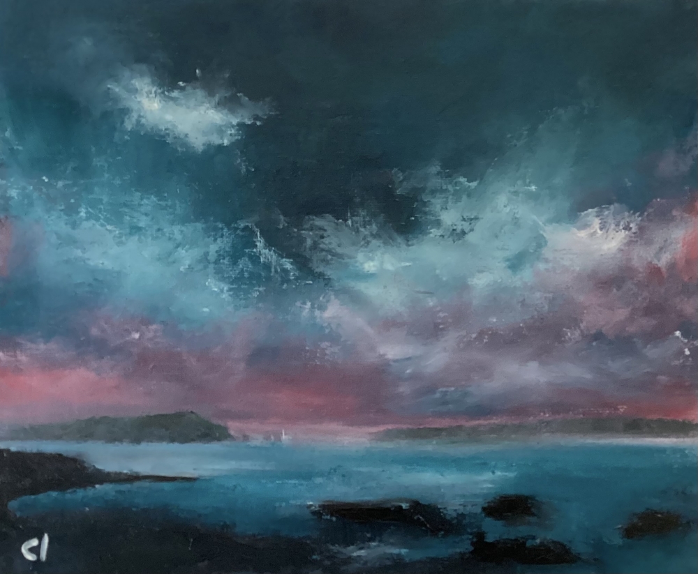 Dusk over the Dorset coast
