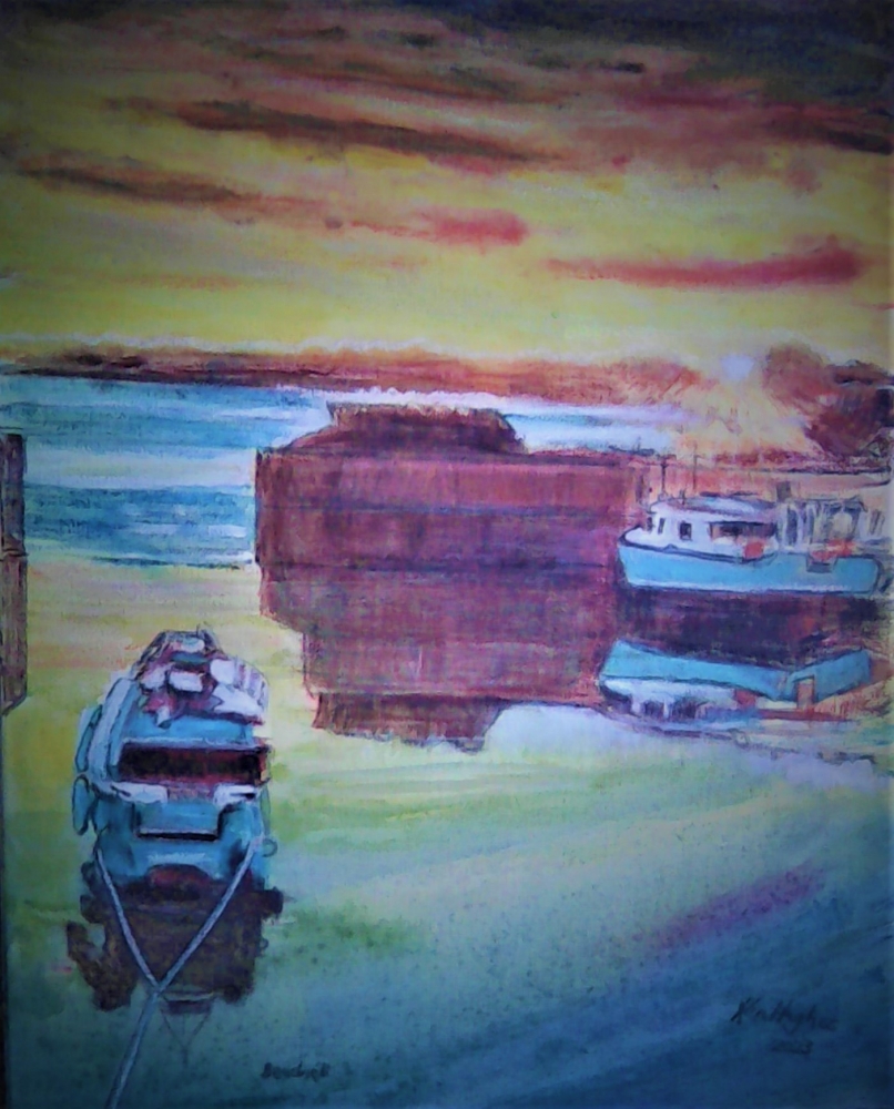 Beadnell harbour sunset.