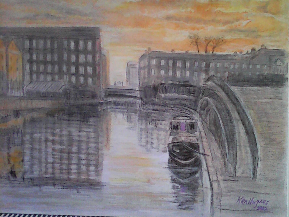 Urban canal stillness