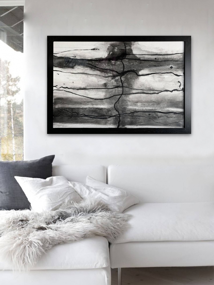 Black and White Industrial Abstract I Framed