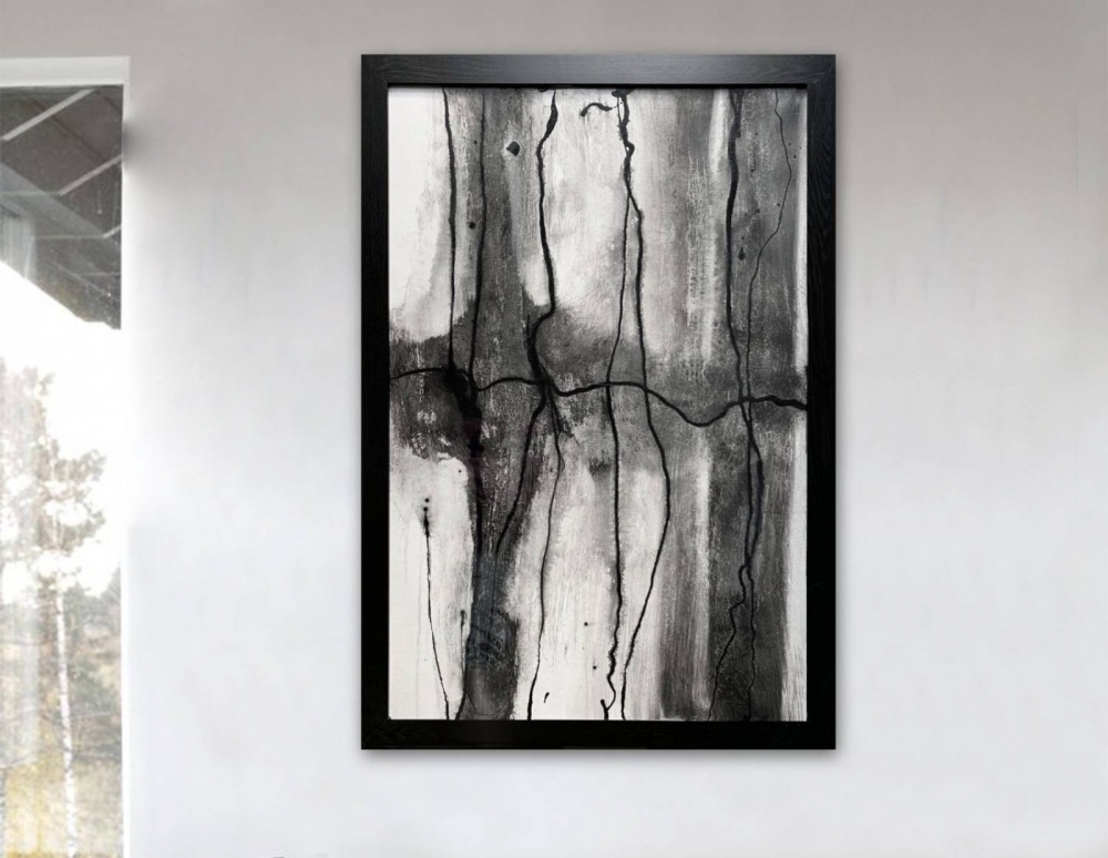 Black and White Industrial Abstract I Framed