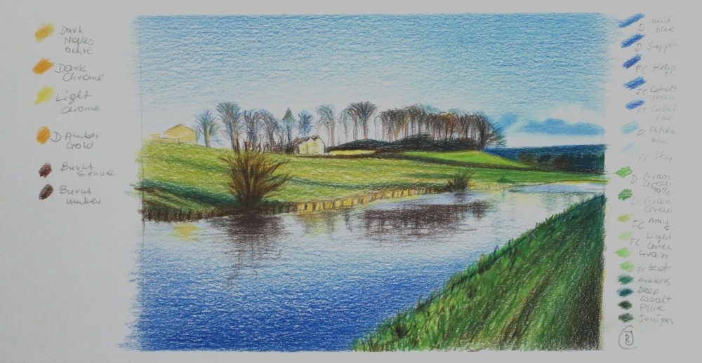 Sketch of River Aire in North Yorkshire