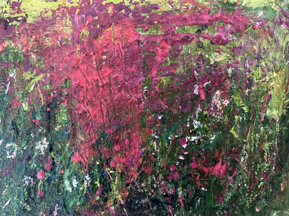 Pink Fields of Rosebay Willowherb distant church