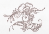 Brown Floral Line Art Drawing on White Background