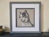 Pebbles - Framed cat portrait drawing