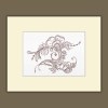 Brown Floral Line Art Drawing on White Background