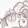 Brown Floral Line Art Drawing on White Background