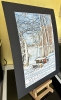 A3 Acrylic painting . Veiw from a bench table of a Frozen lake 