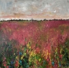 Pink Fields of Rosebay Willowherb distant church