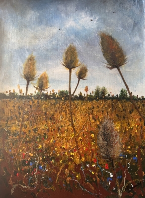 Stormy day Teasel Field Swallows Leaving