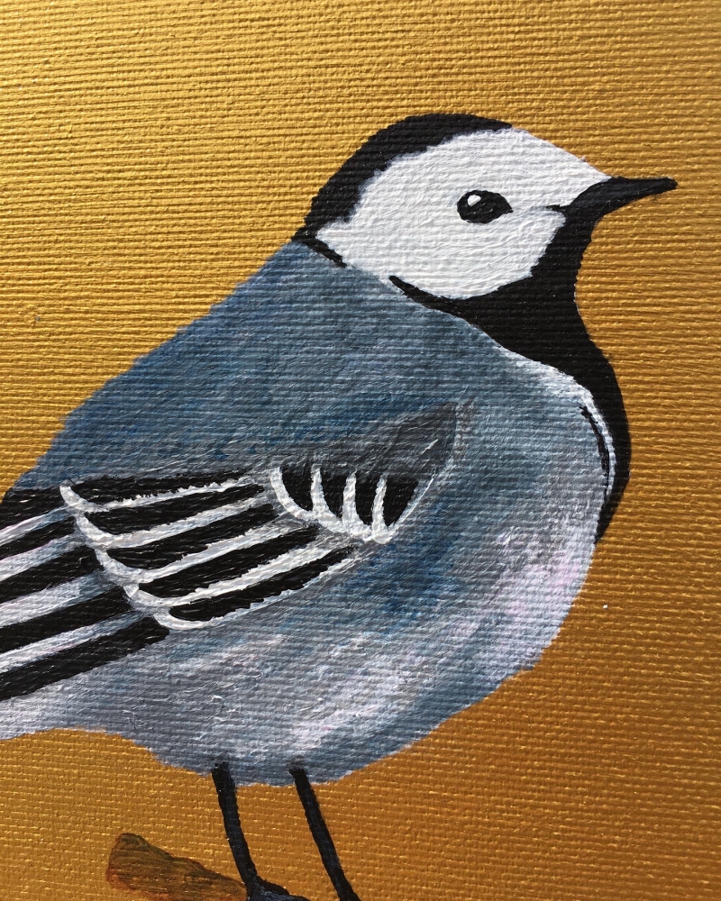 Garden Birds on Gold- Wagtail