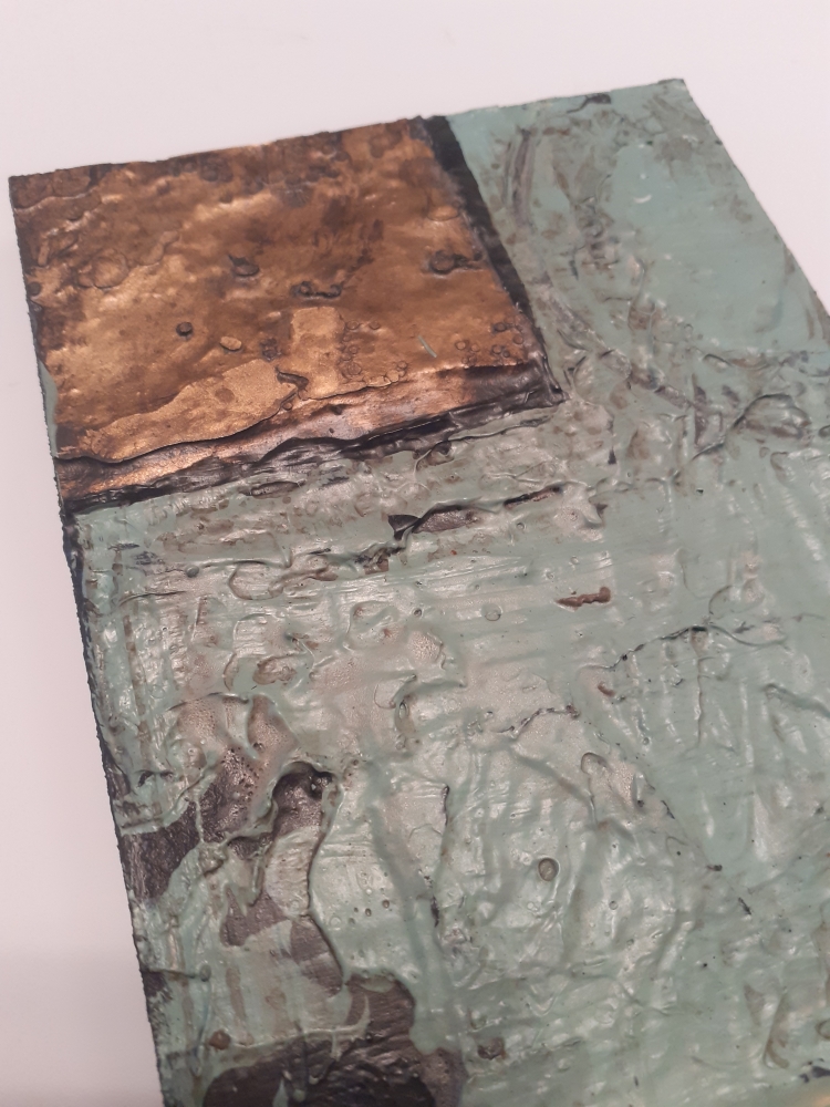 Muted Green and copper abstact