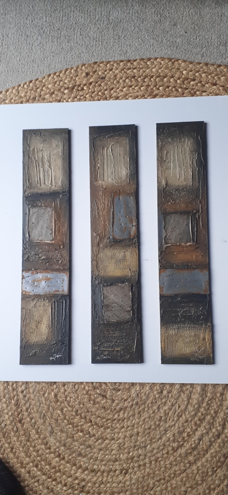 Neutral Brown and Caramel Triptych 