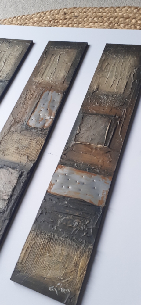 Neutral Brown and Caramel Triptych 