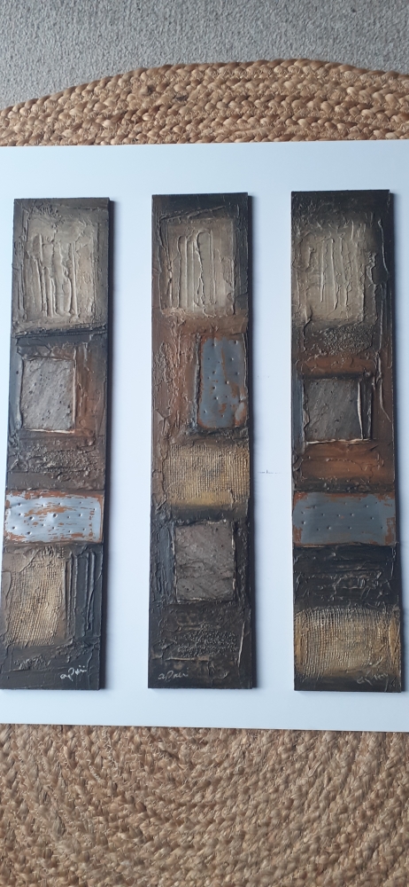 Neutral Brown and Caramel Triptych 