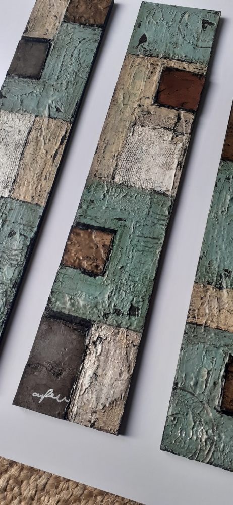 Copper and Green Triptych (3 panels)