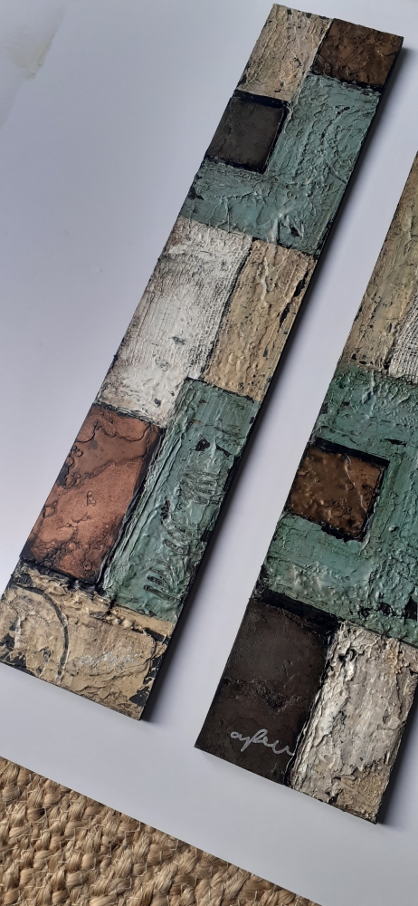 Copper and Green Triptych (3 panels)