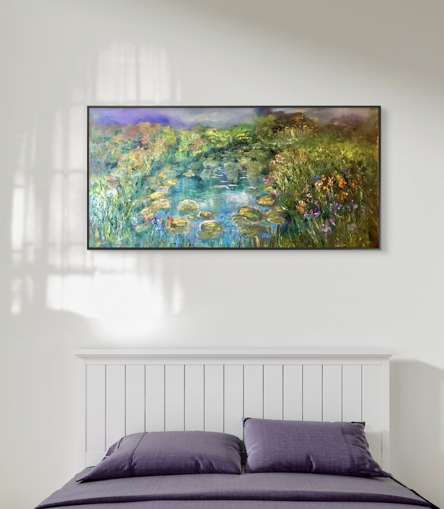 Fairytale Blossoms – Original Oil Painting on Canvas (45x90 cm)