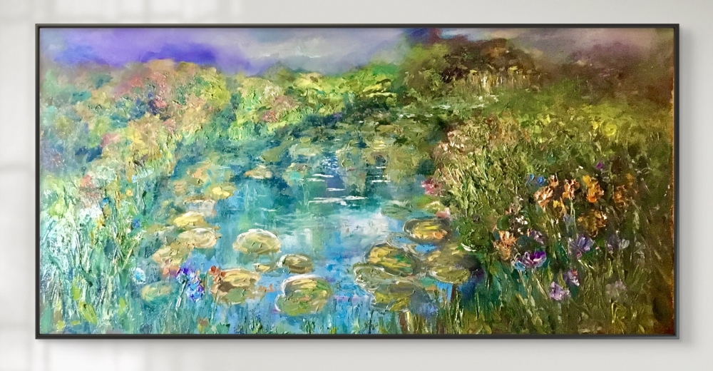 Fairytale Blossoms – Original Oil Painting on Canvas (45x90 cm)