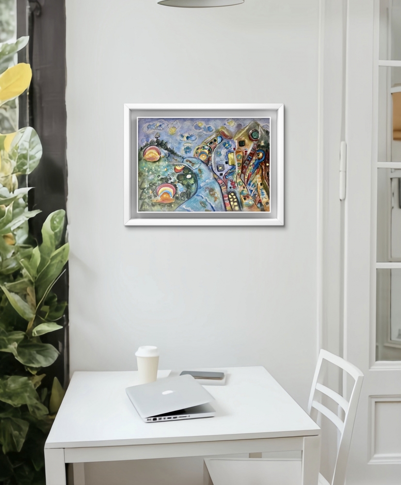 Gates of the Rainbow” – Whimsical Watercolor and Pastel Painting