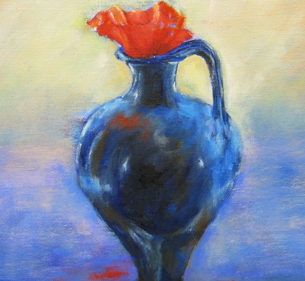Blue Jug and Poppies