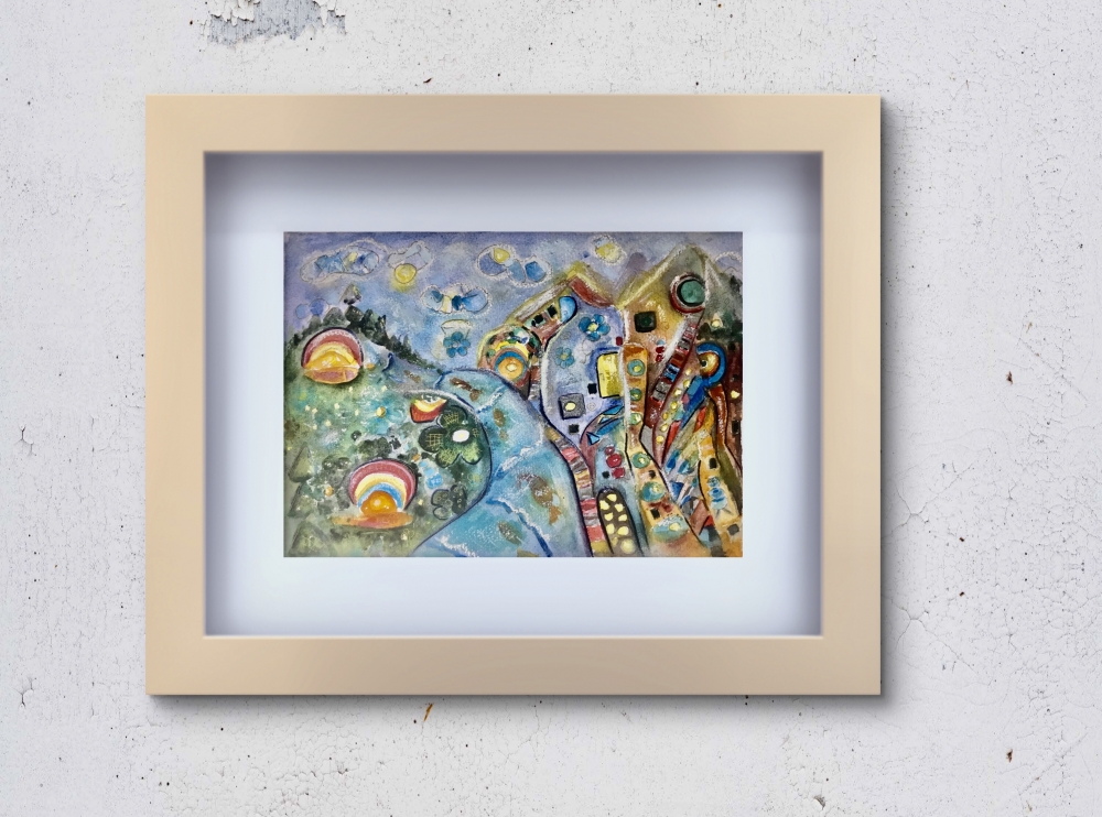 Gates of the Rainbow” – Whimsical Watercolor and Pastel Painting