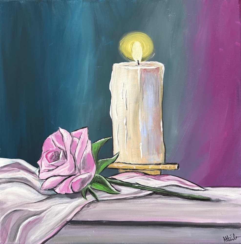 Candle And Rose