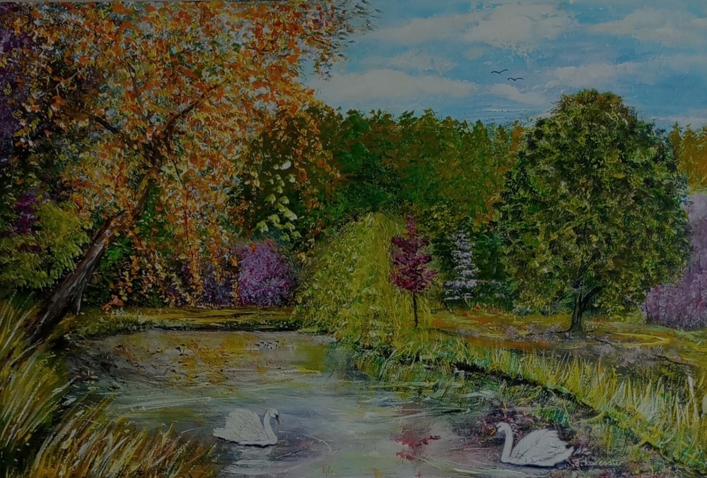 Velvet Pond and Golden Leaves