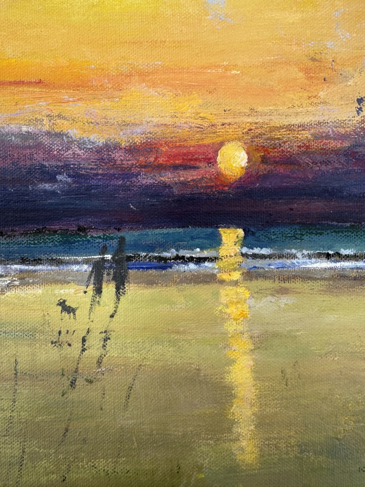 Sunset beach stroll with the dog
